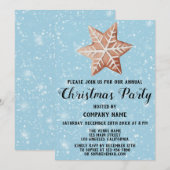 Invitation Entreprise Fête de Noël Star Blue neige (Devant / Derrière)