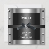 Invitation Entreprise Forme Cravate noire Métal argent (Dos)