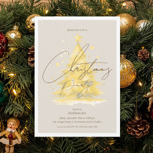 Invitation Entreprise Gold Noël Arbre fête