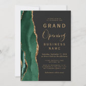 Invitation Entreprise Grand Ouverture Emerald Or Agate Dark (Devant)