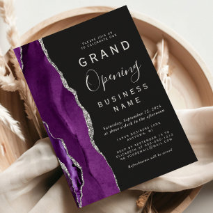 Invitation Entreprise Grand Ouverture Purple Argent Agate fon