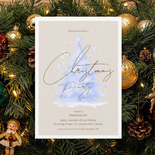 Invitation Entreprise Marine Blue Noël Tree fête
