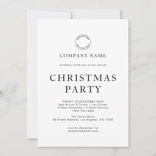 Invitation Entreprise moderne N'importe quelle couleur Noël (Devant)