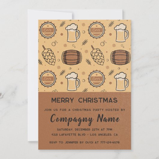 Invitation Entreprise Noël Bière Rustique (Devant)