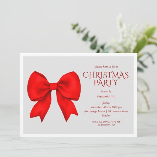 Invitation Entreprise Red Bow Noël Fête (Debout devant)