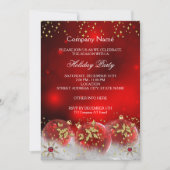 Invitation Entreprise Red Gold Baubles Noël Fête de Noël (Devant)