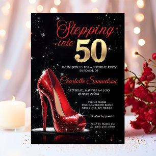 Invitation Entrer dans 50 ANS Anniversaire Red High Heels Cin