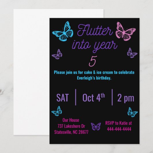 Invitation entrer dans la cinquième année (Devant / Derrière)