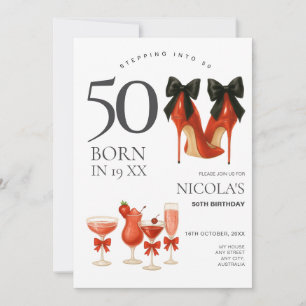 Invitation Entrer dans les 50 Modernes Rouge & Noir Invitatio