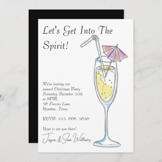 Invitation "Entrons dans l'Esprit" Noël Fête Invita (Devant / Derrière)