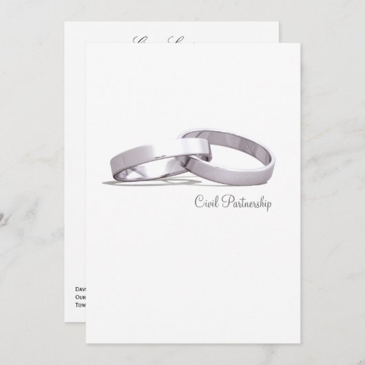 Invitation Entwin Rings Silver BLK Civil Partnership Invitati (Devant / Derrière)