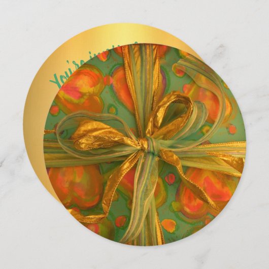 Invitation Enveloppe cadeau vert rouge coeur et arc (Devant / Derrière)