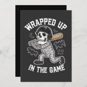 Invitation Enveloppé dans le jeu baseball Halloween (Devant / Derrière)