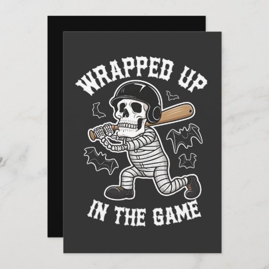 Invitation Enveloppé dans le jeu baseball Halloween (Devant / Derrière)
