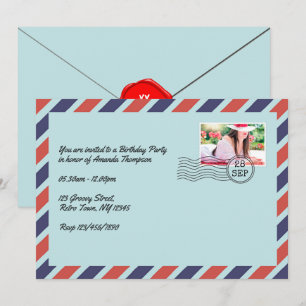 Invitation Enveloppe d'aviation vintage pour fête d'anniversa