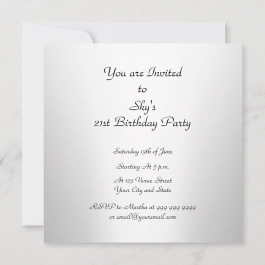 Invitation Enveloppe d'invitation N'importe quel anniversaire (Dos)