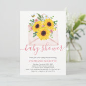 Invitation Enveloppe florale de tournesol baby shower (Debout devant)
