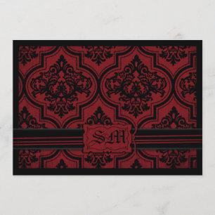 Invitation Enveloppe Goth Red Black Mariage damassé