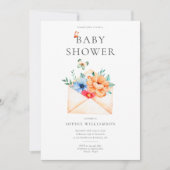 Invitation Enveloppe vintage Avec Baby shower Fleurs (Devant)