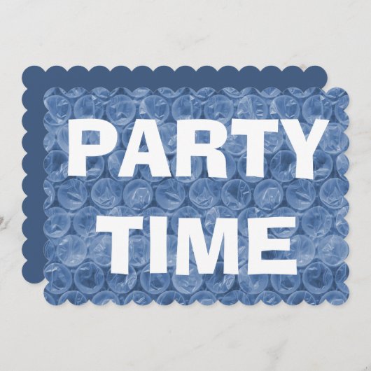 Invitation Enveloppement bulle bleue motif (Devant / Derrière)