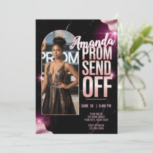 Invitation Envoi de bal de promo luxueux en marbre noir et ro