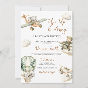 Invitation Envol, Baby Shower Montgolfière Avion