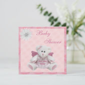 Invitation Envoyé Par Le Baby shower Rose D'Angel Teddy Au-De (Debout devant)
