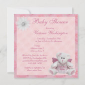 Invitation Envoyé Par Le Baby shower Rose D'Angel Teddy Au-De (Dos)