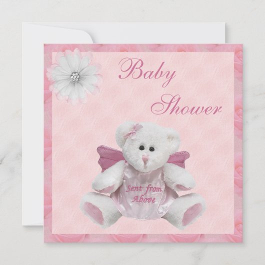 Invitation Envoyé Par Le Baby shower Rose D'Angel Teddy Au-De (Devant)