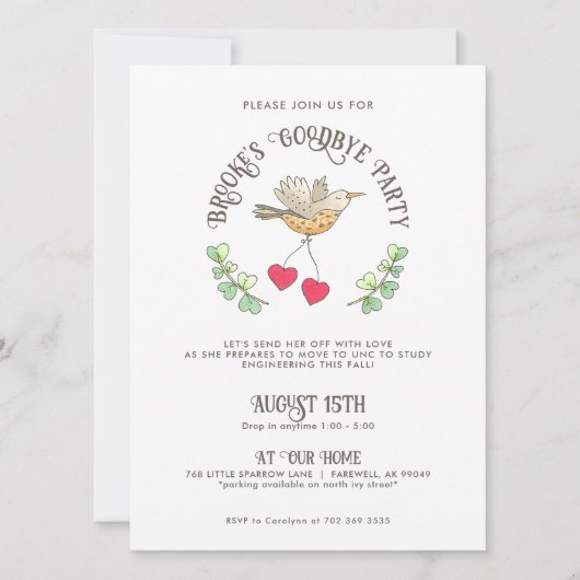 Invitation Envoyer avec Amour Adieu Fête d'adieu (Devant)