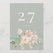 Invitation Épais Premium 5 x 7 Floral Sage Green Numéro de ta (Devant)