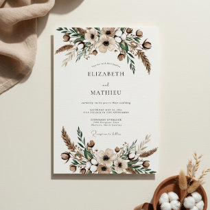 Invitation Épanouissement botanique de mariage Tan