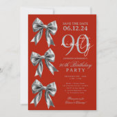 Invitation Épargnant Coquette Bow Save Date 90e Anniversaire (Devant)