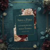Invitation Épargnez la date florale gothique sarcelle foncée