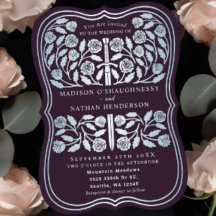 Invitation Épée argentée royale médiévale de mariage d'auberg