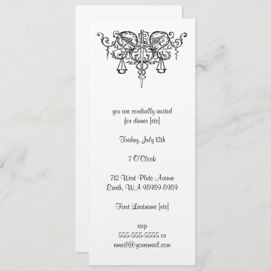 Invitation Épée de justice (avec les échelles) (Devant / Derrière)