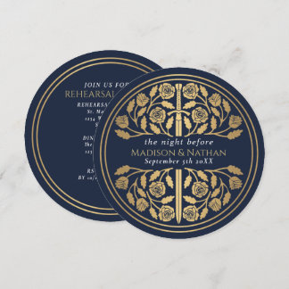 Invitation Épée dorée médiévale bleue répétition de mariage r