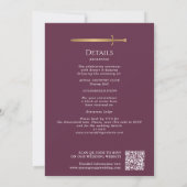 Invitation Épée dorée médiévale royale mauve Code QR de maria (Dos)