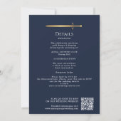 Invitation Épée dorée royale bleue médiévale Code QR de maria (Dos)