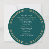 Invitation Épée florale dorée sarcelle Répétition de mariage (Dos)