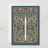 Invitation Épée grise florale mariage médiéval fantastique (Dos)