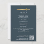 Invitation Épée Royale Médiévale Dorée Grise avec Code QR pou (Dos)