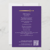 Invitation Épée Royale Médiévale Dorée Mariage Code QR (Dos)