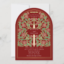 Épée Royale Médiévale Rouge Arche de Mariage