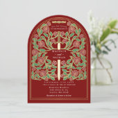 Invitation Épée Royale Médiévale Rouge Arche de Mariage (Debout devant)