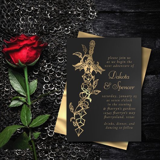 Invitation Épée RPG | Jeu de plateau Imaginaire de feuille d'