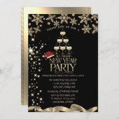 Invitation Éperche d'or, Verre, Snowflakes Noël d'entreprise (Devant / Derrière)