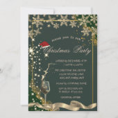 Invitation Éperche, Verre, Flammes de neige vertes Noël d'ent (Devant)