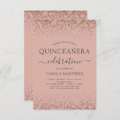 Invitation Épersion de Parties scintillant rose pâle de Quinc (Devant / Derrière)