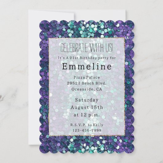 Invitation Épersion de sirène d'aqua pourpre (Devant)